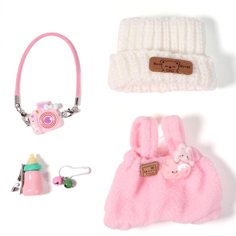 AICase for 17cm Doll Clothes/Outfit,Clothing Set for 17cm Doll,3 Piece Set Hat Clothing,Boys and Girls Stylish Adorable Clothes Accessories _Pink-16 - Image 4